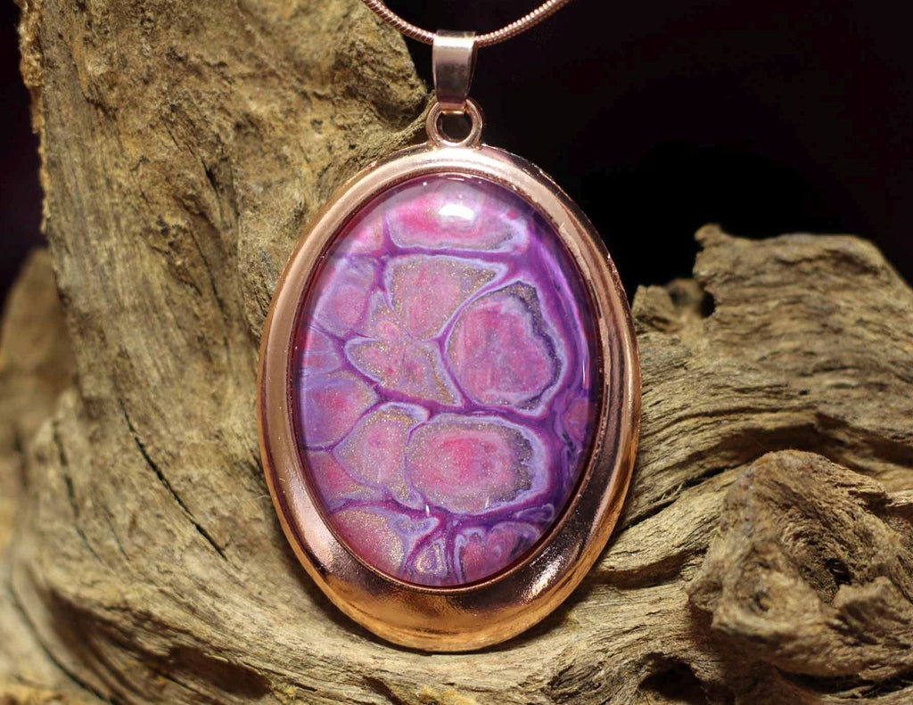 Ovaal amulet L - Purple Pink