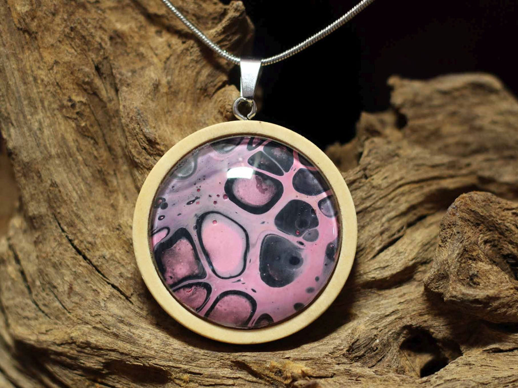 Houten amulet M - Pink Panther